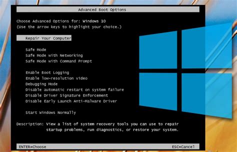 Advanced startup options (including safe mode) .